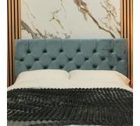 Urban Textures Luxury 20" High Velvet Fabric Upholstered Chesterfield Bed Headboard - Sky Blue