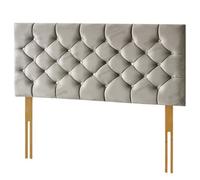 Urban Textures Luxury 20" High Velvet Fabric Upholstered Chesterfield Buttoned Bed Headboard - Silver