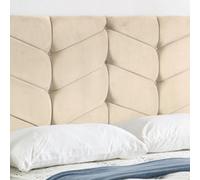 Urban Textures Luxury 26" Chevron High Velvet Fabric Upholstered Bed Headboard - Cream
