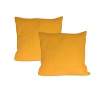 Urban Textures Pack Of 2 Teddy Cushion Covers Square Faux Fur Fleece Pillow Case Cover - 20 X 20 Inches Mustard