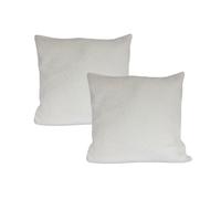 Urban Textures Pack Of 2 Teddy Cushion Covers Square Faux Fur Fleece Pillow Case Cover - 20 X 20 Inches White