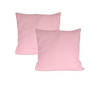 Urban Textures Pack Of 2 Teddy Cushion Covers Square Faux Fur Fleece Pillow Case Cover - 20 X 20 Inches Baby Pink