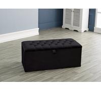 Urban Textures Plush Velvet Chesterfield Ottoman Storage Box - Black