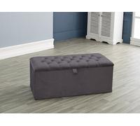 Urban Textures Plush Velvet Chesterfield Ottoman Storage Box - Grey