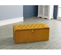 Urban Textures Plush Velvet Chesterfield Ottoman Storage Box - Mustard