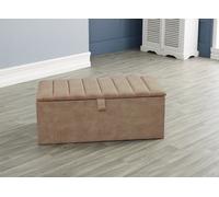 Urban Textures Plush Velvet Panelled Ottoman Storage Box - Mink
