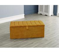 Urban Textures Plush Velvet Panelled Ottoman Storage Box - Mustard