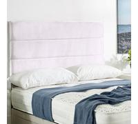 Urban Textures - Siera Plush Velvet Upholstered Horizontal Lined Divan Bed Headboard 20" - Baby Pink