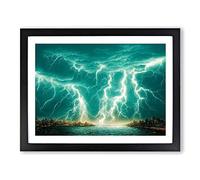 Urban Thunderstorm Framed Print | A3 Black Framed Wall Art | Ready to Hang | Modern Cityscape Picture | Living Room Bedroom Lounge Office