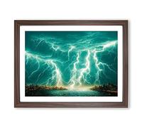 Urban Thunderstorm H1022 Framed Print for Living Room Bedroom Home Office Décor, Wall Art Picture Ready to Hang, Walnut A4 Frame (34 x 25 cm)