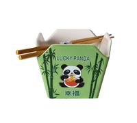 Urban Tokyo Chinese Takeout Box Style Porcelain Bowl With Chopsticks 18 fl oz Square Shape for Rice Noodles Pasta To Go Microwave Dishwasher Safe (Hungry Panda)