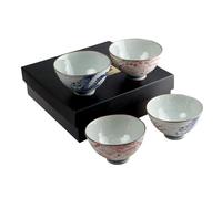 Urban Tokyo Japanese Rice Bowl Set 4 Piece Dragon and Phoenix Design 4.5 Inch D Soup Bowls Minoware Porcelain Made In Japan