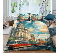 Urban Tram Art Duvet Set Modern Microfiber Gift