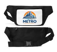 Urban Transit and Skyline at Sunset Unisex Waist Bag Black