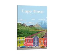 Urban Travel Retro South Africa Cape Town Colorful House Mountain Decorative Painting Canvas Wall Posters And Modern Family Bedroom Decor 08x12inch(20x30cm)