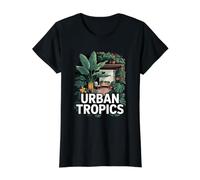 Urban Tropics Tropical Backyard Garden Paradise Value Graphic T-Shirt, Women, Black, XS