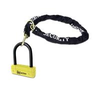URBAN UR85120Y+10.120L Motorcycle U Lock + 120cm/3.93ft Heavy Duty Chain Lock with Loop System, Hardened Steel Shackle Cut Proof, SRA Approved, Maximum Universal Anti Theft Security for Moto Scooter