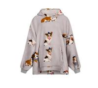 Urban Unique Poochies Sherpa Fleece Hoodie Blanket/throw Grey Oversized