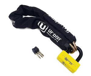URBAN UR74100 Heavy Duty Chain Lock ø13mm/0.51in + Mini U Padlock, High Security SRA Approved, Fully Tested + Visible, Multi-function Anti Theft for Disc Brake, Anchor, Motorcycle, Parking 100cm/3,3ft