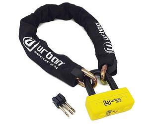 URBAN UR74120 Heavy Duty Chain Lock ø13mm/0.51in + Mini U Padlock, High Security SRA Approved, Fully Tested + Visible, Multi-function Anti Theft for Disc Brake, Anchor, Motorcycle, Parking 120cm/3.9ft