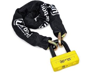 URBAN UR74150 Heavy Duty Chain Lock ø13mm/0.51in + Mini U Padlock, High Security SRA Approved, Fully Tested + Visible, Multi-function Anti Theft for Disc Brake, Anchor, Motorcycle, Parking 150cm/4,9ft