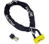 URBAN UR75150 Motorcycle Chain Lock, SRA High Security Certification, Hardened Steel Links ø15mm/0.59in, Double Locking Mini U Padlock, Anti-Pick Anti-Drill Lock, 150cm/4,9ft for Garage Anchor Bike