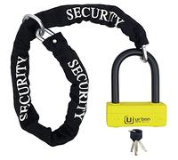 URBAN UR85120Y+10.120L Motorcycle U Lock + 120cm/3.93ft Heavy Duty Chain Lock with Loop System, Hardened Steel Shackle Cut Proof, SRA Approved, Maximum Universal Anti Theft Security for Moto Scooter
