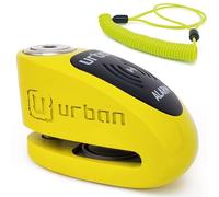 URBAN UR910Y Motorcycle Lock with/Without Alarm 120 dB, Yellow+Black Painted Stainless Steel +Deterrent, SRA & Sold Secure Gold Approved, Double Lock Ø10 mm, CR2 Battery, Wheel Disc Brake Lock