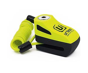 Urban UR955Y Motorcycle Disc Lock, Compact and Effective Security, More Visible More Deterrent, Quick Click Locking, Universal Anti Theft Wheel Brake Lock for Motorbike Scooter Electric Bike Bicycle