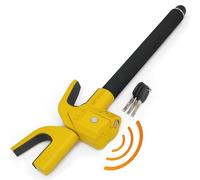 Urban UR978Y High Security Steering Wheel Lock Alarm 120dB, Most Visible Yellow Adjustable Steel Double Hook, Protective Pads, Safety Hammer, Universal Anti Theft Device for Car Auto Van Truck