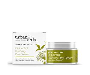 Urban Veda Oil Control Purifying Day Cream | Active Neem & Tea Tree| Face Care | Oily & Congested Skin| Natural Face Moisturiser with BHA | Vegan | Moisturiser Face Women | Collagen Face Cream | 50 ML