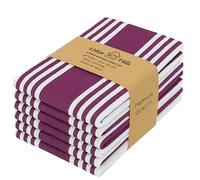 Urban Villa Kitchen Towels 100% Cotton Pack of 6, Highly Absorbent Quick Drying Super Soft Premium Dish Towels for Kitchen with Hanging Loop Hand & Tea Towels - 20x30 Inch, (Wine & White, Striped)