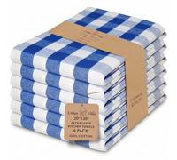 Urban Villa Kitchen Towels, Gingham Check 100% Cotton Dish Towels, (Size: 51X76 CMS), Blue/White Highly Absorbent Bar Towels & Tea Towels - (Set of 6)