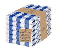 Urban Villa Kitchen Towels, Gingham Check 100% Cotton Dish Towels, (Size: 51X76 CMS), Blue/White Highly Absorbent Bar Towels & Tea Towels - (Set of 6)
