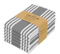 Urban Villa Kitchen Towels,Trendy Stripes, 100% Cotton Dish Towels, Mitered Corners, (Size: 51x76 CMS),Dove Grey/White Highly Absorbent Bar Towels & Tea Towels - (Set of 6)
