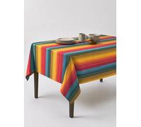 Urban Villa Tablecloth Cuisine Stripes Table Cloth Tabletop Cover Kitchen Dining Tablecloth 100% Cotton Great Parties Wedding Holiday Dinner Red Multi Rectangle 60X84 Inches 6-8 Seats Table Cloth