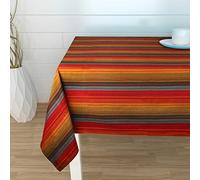 Urban Villa Tablecloth Cuisine Stripes Table Cloth Tabletop Cover Kitchen Dining Tablecloth 100% Cotton Great Parties Wedding Holiday Dinner Red Multi Rectangle 60X84 Inches 6-8 Seats Table Cloth