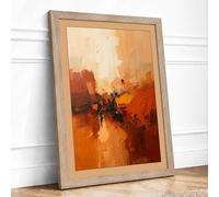 Urban Warmth Expressionism Framed Wall Art Print A1 (84.1×59.4cm) Oak, Wall Decor for Living Room, Bedroom, Office & Home, Ready to Hang, Art Gift