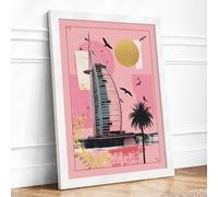 Urban Waterfront Dream Modern Framed Wall Art Print A1 White Frame