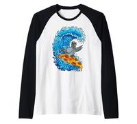 Urban Wave NYC Pizza Surfing Pigeon Street Style Raglan Baseball Tee