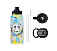 URBANCAN 1 Litre Insulated Water Bottle with Straw, Chug & Cap Lids - Drink in Style with Stainless Steel Water Bottles for Sports, Gym & Travel - Premium Double Walled Thermos Flask - Have A Nice Day