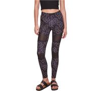Urbanclassics Ladies Leggings Tech Mesh Aop Darkflower Flowers Stretch Jersey