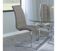 URBANDECO Set of 2 Padua Beige Faux Leather Dining Chair with Chrome Cantilever Base