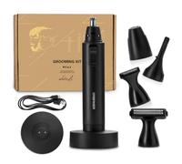 URBANER 4-in-1 Beard & Mustache Trimmer Grooming Kit for Men, Only 3 Ounces, Japanese Motor, USB Charger, IPX8 Waterproof, Ear and Nose Hair Trimmer, Eyebrows Trimmer, Gifts, MB-990