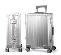 UrbanExplorer All Aluminum Carry On Luggage with Double Spinner Wheels Zipperless Suitcase with TSA Combination Lock, Silver, 20 Inch, Silver, 20-Inch