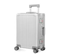 UrbanExplorer All Aluminum Carry On Luggage with Double Spinner Wheels Zipperless Suitcase with TSA Combination Lock, Silver, 20 Inch, Silver, 20-Inch
