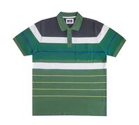 UrbanFit Mens Polo Premium Short Sleeve Heavy Engineering Stripes with Tipping Collar, M-3XL, 23949596 (UK, Alpha, L, Regular, Regular, Forest Green, Charcoal, White & Yellow)