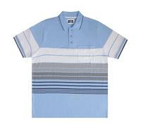 UrbanFit Mens Polo Premium Short Sleeve Heavy Engineering Stripes with Tipping Collar, M-3XL, 23949596 (UK, Alpha, M, Regular, Regular, Sky Blue, White, Light Grey, Charcoal & Black)