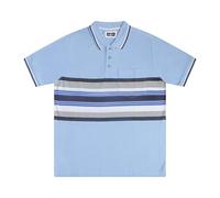 UrbanFit Mens Polo Premium Short Sleeve Heavy Engineering Stripes with Tipping Collar, M-3XL, 23949596 (UK, Alpha, 3XL, Regular, Regular, Light Blue, Black, Navy & White)