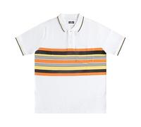 UrbanFit Mens Polo Premium Short Sleeve Heavy Engineering Stripes with Tipping Collar, M-3XL, 23949596 (UK, Alpha, L, Regular, Regular, White, Rust Orange, Black & Cream)